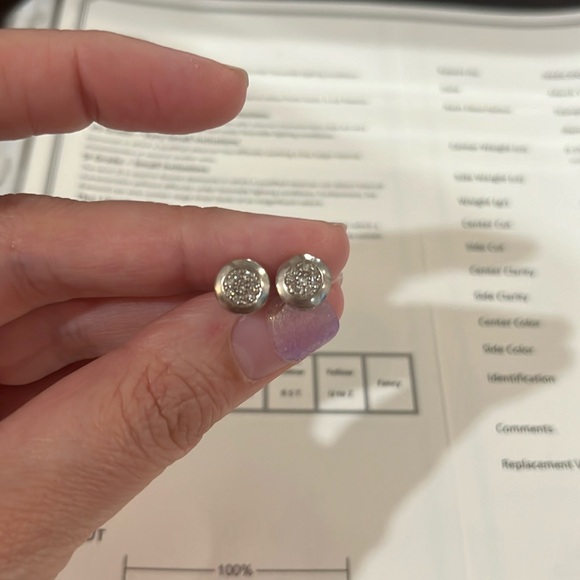 Sterling silver diamond earrings - Picture 1 of 7